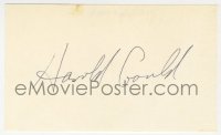 8p736 HAROLD GOULD signed 3x5 index card 1980s it can be framed & displayed with a repro!