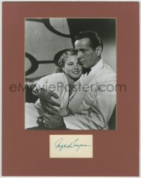 8p200 INGRID BERGMAN signed 2x4 index card in 11x14 display 1940s with great Casablanca REPRO!