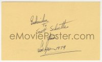 8p749 LEW AYRES signed 3x5 index card 1979 it can be framed & displayed with a repro!