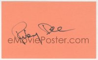 8p760 RUBY DEE signed 3x5 index card 1980s it can be framed & displayed with a repro still!