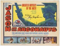 8p023 JASON & THE ARGONAUTS signed TC 1963 by Ray Harryhausen, Howard Terpning art of colossus!