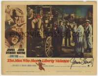 8p052 MAN WHO SHOT LIBERTY VALANCE signed LC #8 1962 by James Stewart, who learns about western law!