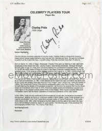 8p156 CHARLEY PRIDE signed 9x11 biography page 2001 the African American country music star!