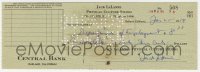 8p313 JACK LALANNE signed 3x9 canceled check 1954 he paid $8.33 to the Department of Employment!