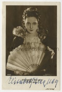 8p296 ELISABETH BERGNER signed German postcard 1929 portrait in elaborate dress with matching fan!