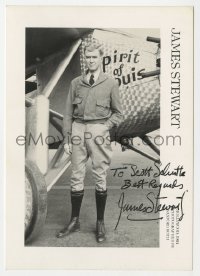 8p299 JAMES STEWART signed postcard 1980s in costume as Charles Lindbergh from Spirit of St. Louis!