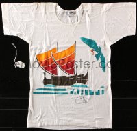 8p144 CHER signed size: small T-shirt 1986 cool colorful Tahiti print with bird & boat!