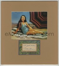 8p206 DOROTHY LAMOUR signed 2x3 cut album page in 11x12 display 1940s ready to frame & display!