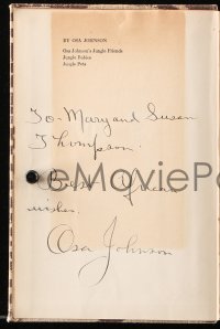 8p273 OSA JOHNSON signed hardcover book 1940 her biography I Married Adventure!