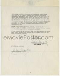 8p100 JOAN CRAWFORD signed contract 1941 taking a 10 week leave of absence from MGM!