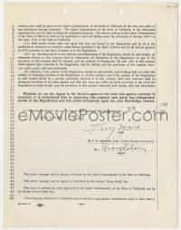 8p101 TERRY MOORE signed contract 1955 hiring MCA as her agent for 10 percent of her earnings!