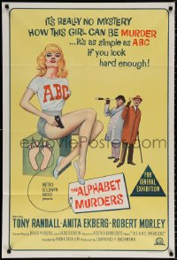8r547 ALPHABET MURDERS Aust 1sh 1966 Tony Randall, it's no mystery why sexy Anita Ekberg is murder!