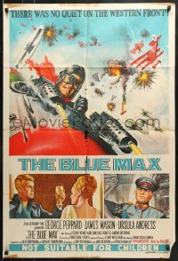 8r555 BLUE MAX Aust 1sh 1966 different art of WWI fighter pilot George Peppard in airplane!