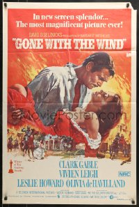 8r606 GONE WITH THE WIND Aust 1sh R1970s Terpning art of Gable & Leigh over burning Atlanta!