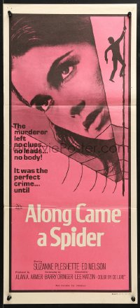 8r690 ALONG CAME A SPIDER Aust daybill 1970 different close-up art of sexy Suzanne Pleshette & web!