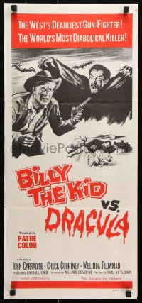 8r712 BILLY THE KID VS. DRACULA Aust daybill 1970s Carradine as the vampire, different horror art!