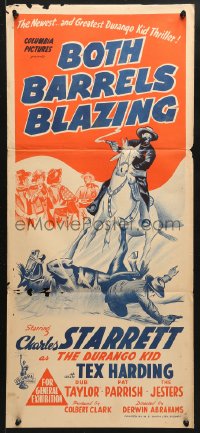 8r722 BOTH BARRELS BLAZING Aust daybill 1945 great images of Charles Starrett as The Durango Kid!
