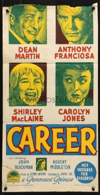 8r739 CAREER Aust daybill 1959 Dean Martin, Shirley MacLaine, Tony Franciosa, Carolyn Jones