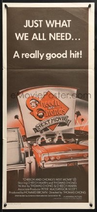 8r749 CHEECH & CHONG'S NEXT MOVIE Aust daybill 1980 Tommy Chong, Cheech Marin, drive-in drug art!