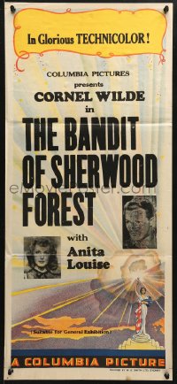 8r757 COLUMBIA Aust daybill 1940s stock, advertising The Bandit of Sherwood Forest!