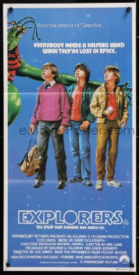 8r799 EXPLORERS Aust daybill 1985 directed by Joe Dante, adventure begins in your own back yard!