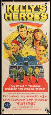 8r856 KELLY'S HEROES Aust daybill 1970 Clint Eastwood, Telly Savalas, Rickles, Sutherland, WWII!
