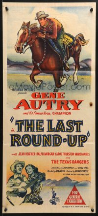 8r862 LAST ROUND-UP Aust daybill 1947 great image of Gene Autry & his famous horse, Champion!