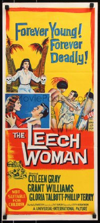 8r865 LEECH WOMAN Aust daybill 1960 female vampire drained love & life from every man she trapped!