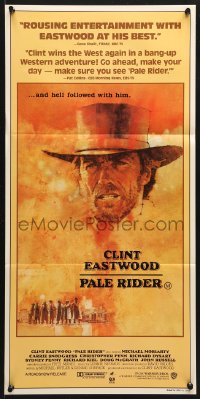 8r893 PALE RIDER Aust daybill 1985 great artwork of cowboy Clint Eastwood by C. Michael Dudash!