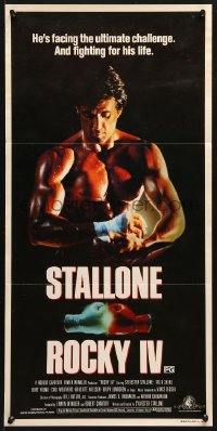 8r918 ROCKY IV Aust daybill 1985 great image of heavyweight boxing champ Sylvester Stallone!