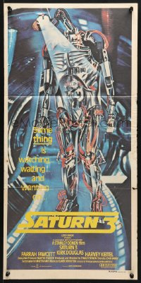 8r925 SATURN 3 Aust daybill 1980 Kirk Douglas, Farrah Fawcett, really cool robot image!