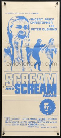 8r926 SCREAM & SCREAM AGAIN Aust daybill 1970 Vincent Price, different horror images!