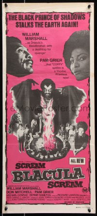 8r928 SCREAM BLACULA SCREAM Aust daybill 1973 image of black vampire William Marshall & Pam Grier!