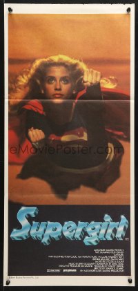 8r960 SUPERGIRL Aust daybill 1984 different image of Helen Slater in costume flying!