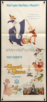 8r963 SWORD IN THE STONE Aust daybill R1970s Disney's cartoon story of young King Arthur & Merlin!