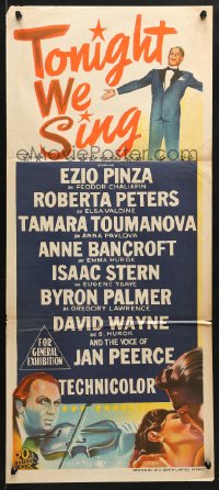 8r973 TONIGHT WE SING Aust daybill 1953 Ezio Pinza, Roberta Peters, a great treasure of entertainment!