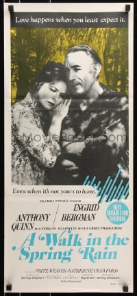 8r987 WALK IN THE SPRING RAIN Aust daybill 1970 romantic art of Anthony Quinn & Ingrid Bergman!