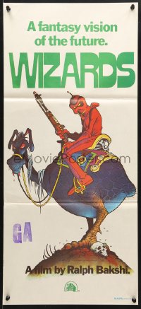 8r995 WIZARDS Aust daybill 1977 Ralph Bakshi directed, cool fantasy art by William Stout!
