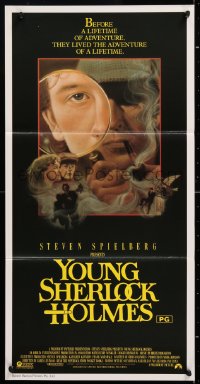 8r999 YOUNG SHERLOCK HOLMES Aust daybill 1985 Steven Spielberg, Nicholas Rowe, cool detective art!