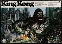 8r245 KING KONG German 33x47 1976 great John Berkey art of BIG Ape destroying train in city!