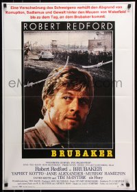 8r300 BRUBAKER German 1981 different image of warden Robert Redford in Wakefield prison!