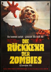 8r301 BURIAL GROUND German 1985 Le notti del terrore, gruesome different art of zombie attacking!