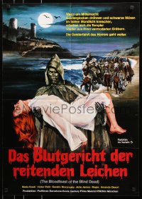8r442 NIGHT OF THE SEAGULLS German 1975 cool artwork of zombie carrying sexy babe!