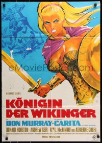 8r529 VIKING QUEEN German 1967 Hammer, Don Murray, great art of Carita with sword by Klaus Dill!