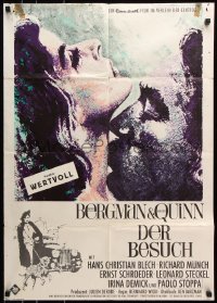 8r530 VISIT German 1964 completely different close-up art of Ingrid Bergman & Anthony Quinn!