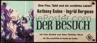 8r228 VISIT Austrian 12x27 1964 different art of Ingrid Bergman & Anthony Quinn, rare!