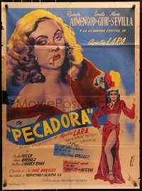 8r101 PECADORA Mexican poster 1947 Jose Diaz Morales, Ramon Armengod, Emilia Guiu, the Sinner!
