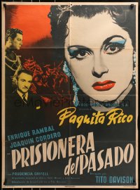 8r102 PRISIONERA DEL PASADO Mexican poster 1954 Tito Davison, cool art of pretty Paquita Rico!