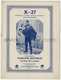 8s139 DISHONORED Danish program 1931 Josef von Sternberg, prostitute/spy Marlene Dietrich!