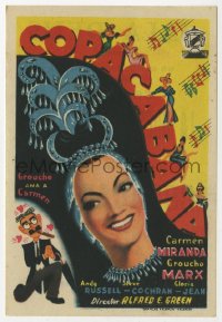 8s217 COPACABANA Spanish herald 1950 different art of wacky Groucho Marx & sexy Carmen Miranda!